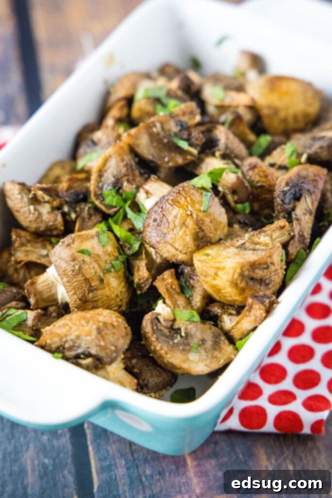 air fryer mushrooms in a bowl