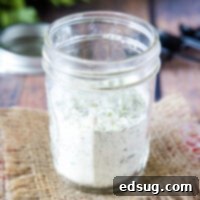 close up ranch seasoning mix in mason jar