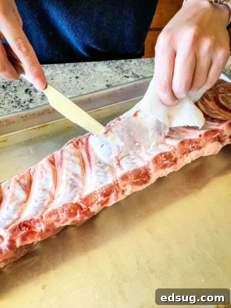 removing membrane from ribs