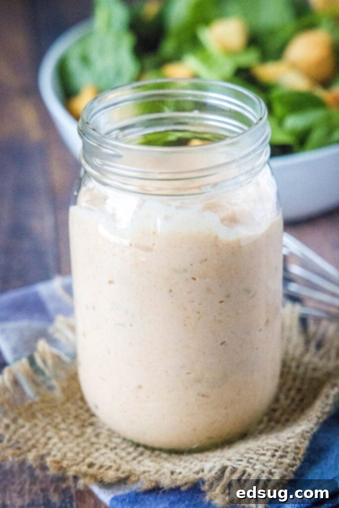 thousand island dressing in a mason jar