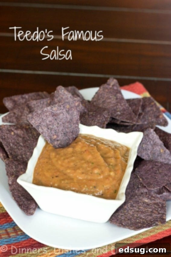 teedos famous salsa in a bowl, a creamy avocado salsa ready for dipping