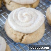 closeup of a frosted churro cookie