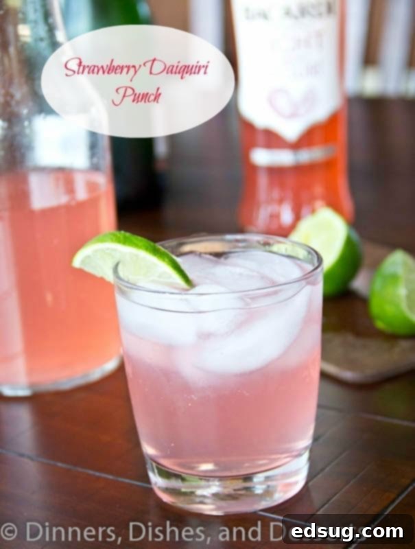 strawberry daiquiri punch in a cup