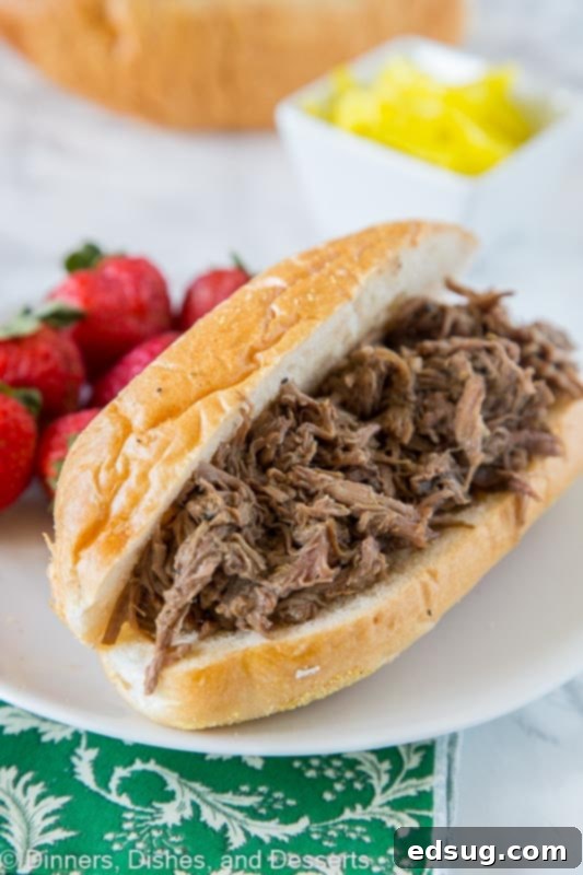 Italian Beef Sandwich - tender and juicy Italian Beef makes for a great weeknight meal.