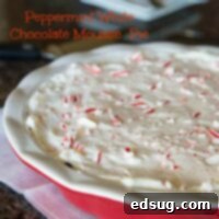 white chocolate peppermint mousse pie in a pan
