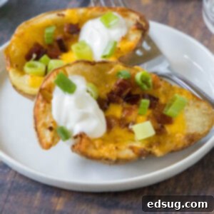 Crispy Air Fryer Potato Skins 8 Crispy Air Fryer Potato Skins with sour cream and green onions