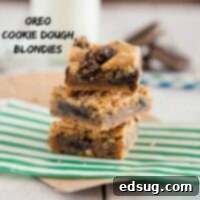 Oreo Cookie Dough Blondies on a napkin, ready to be served