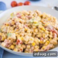 A bowl of corn salad