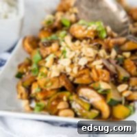 Kung Pao Chicken - quick and easy chicken stir fry packed with veggies and a little kick. Add whatever veggies you want and have dinner ready in minutes!