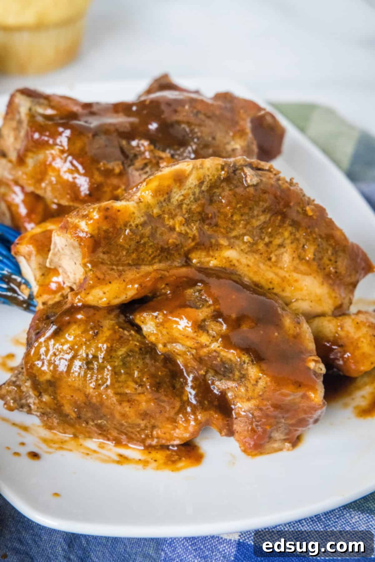 Fall Off The Bone Slow Cooker Country Ribs 5 country style ribs on a plate