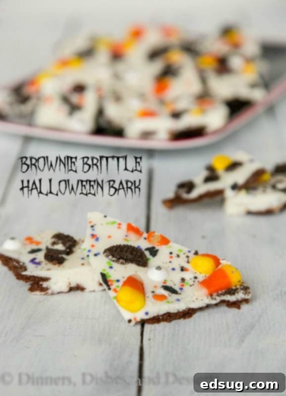 Brownie Brittle Halloween Bark - a fun and easy Halloween treat
