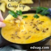 Chorizo Queso Dip -Lots of gooey, melty cheese with spicy chorizo mixed in