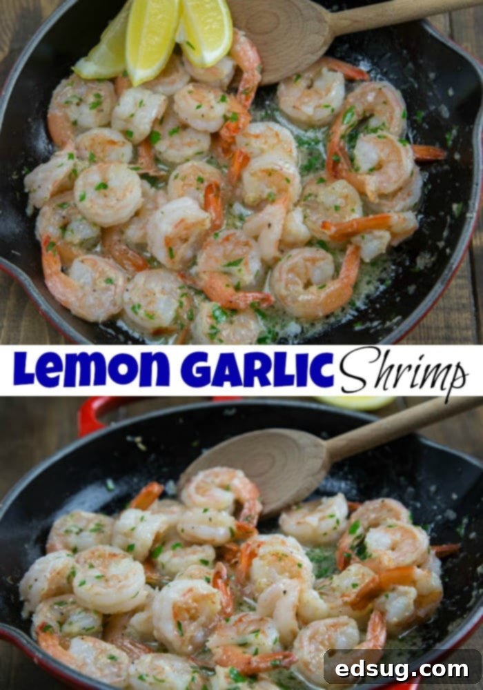 Lemon Garlic Shrimp - Super quick and easy dinner of shrimp sauteed in butter and garlic and then finished with lemon juice.  