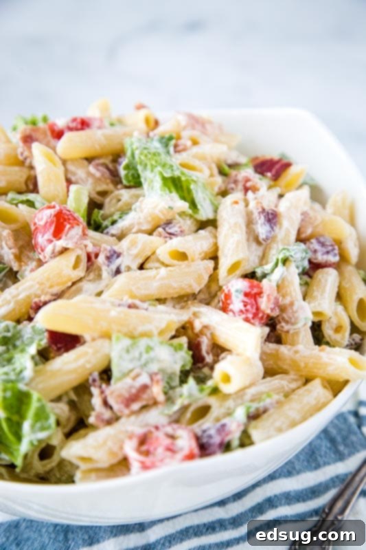 Creamy pasta salad with all the taste of a blt sandwich