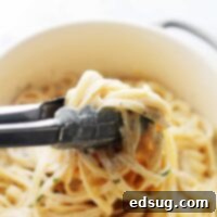 creamy pasta with ricotta mint and garlic sauce in a bowl