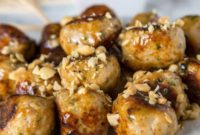 Savory Chicken Meatballs with Creamy Peanut Sauce