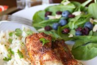 Succulent Spiced Chicken Thighs with Aromatic Garlic Rice