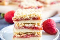 Buttery Strawberry Crumble Slices