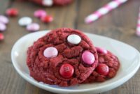 Rich Red Velvet M&M Cookies