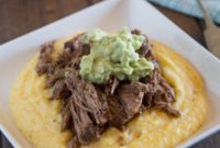 Tender Slow Cooker Balsamic Pork with Creamy Polenta and Velvety Avocado Cream