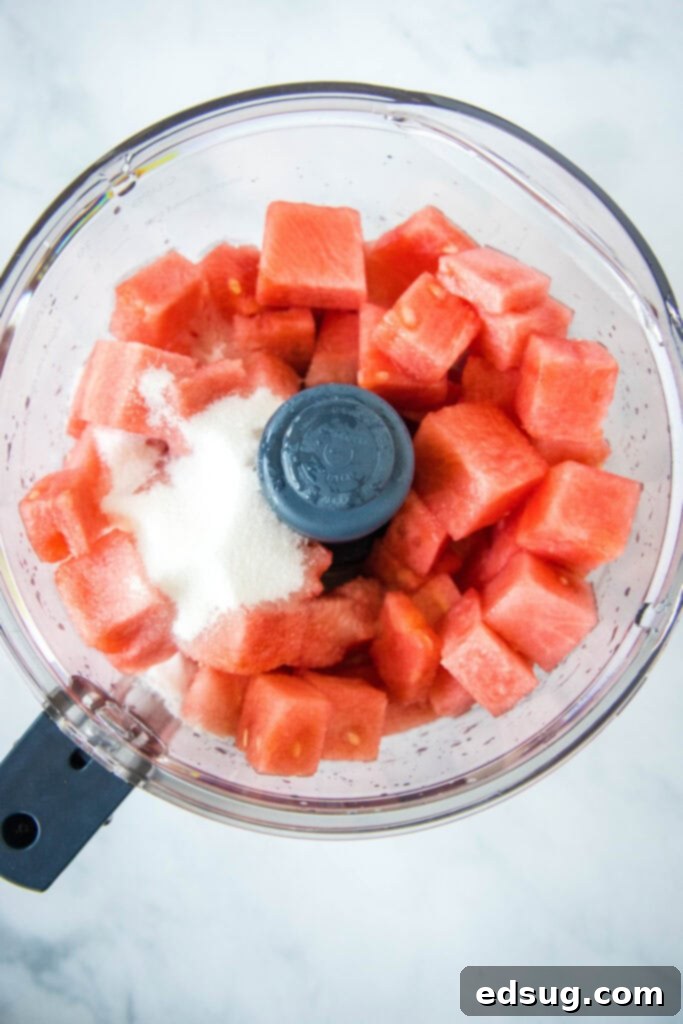 Sparkling Watermelon 3 watermelon and sugar in food processor