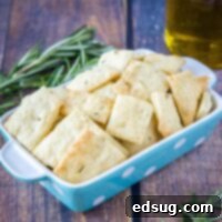 Cropped image of rosemary crackers in a bowl