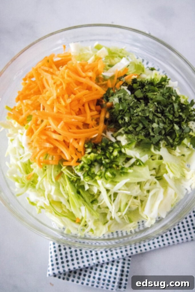 Fiesta Slaw 4 mixing everything together for coleslaw
