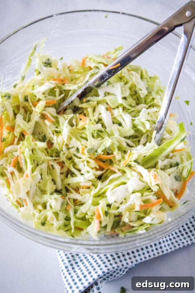 Fiesta Slaw 5 mexican coleslaw in a mixing bowl