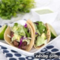 SSteak Street Tacos – tender grilled skirt steak wrapped in a charred corn tortilla and topped with a creamy cilantro lime sauce. Just like Southern California at home in no time!