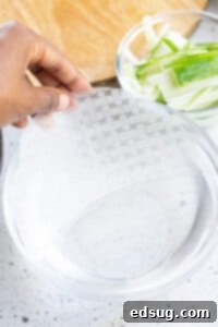 soaking rice paper in water