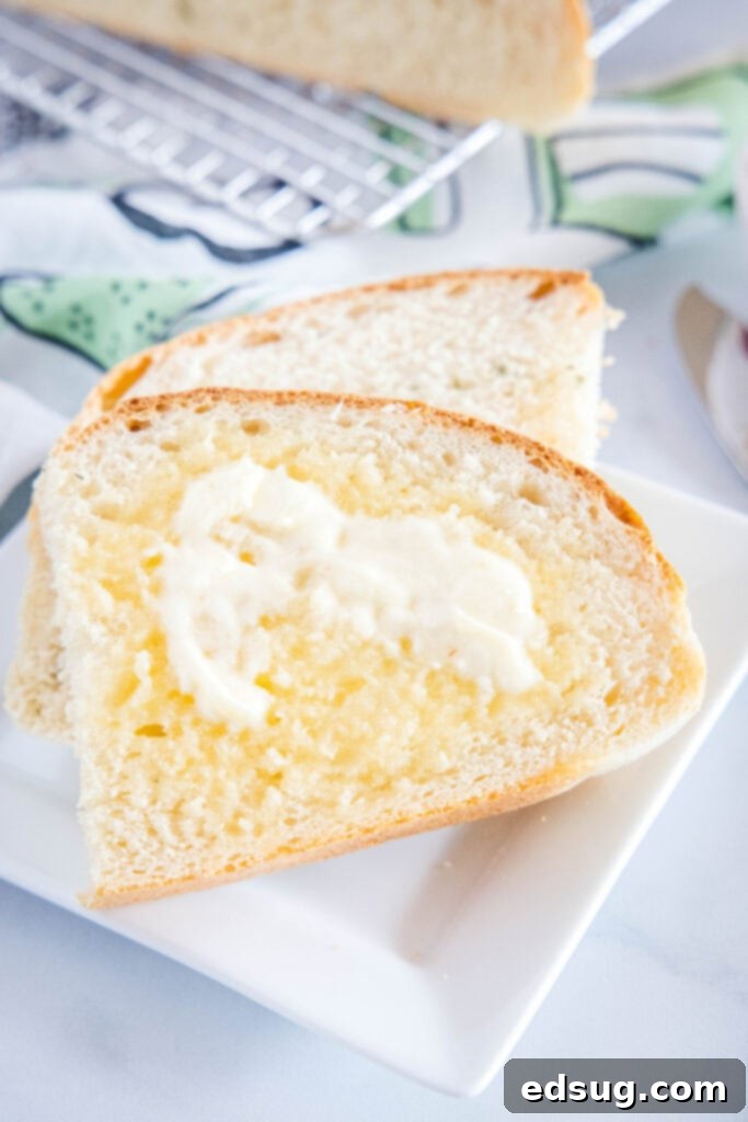 Savory Potato Chive Loaf 2 A perfectly toasted slice of homemade potato bread with melted butter, showcasing its light and fluffy texture and golden-brown crust.