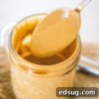 cropped close up of creamy balsamic dressing on a spoon