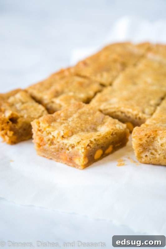 Golden Butterscotch Blondies 3 Butterscotch Blondies are buttery and delicious, a perfect dessert for any occasion, loaded with flavor and texture.