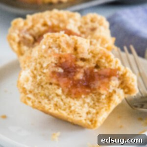 close up pg & j muffin cut in half