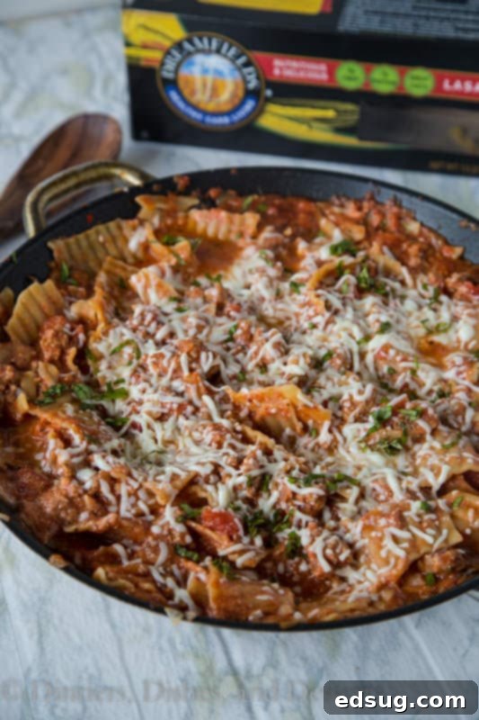 Delicious Skillet Lasagna Cooking in a Pan