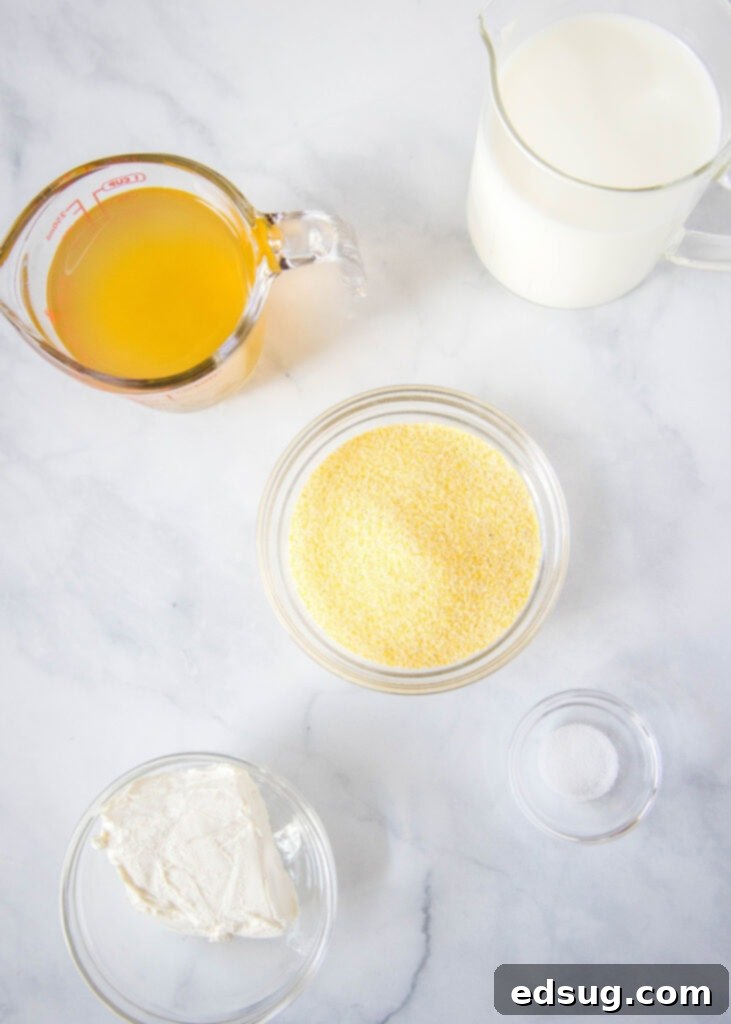 ingredients for creamy polenta