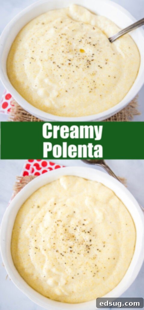 looking down on a bowl of creamy polenta
