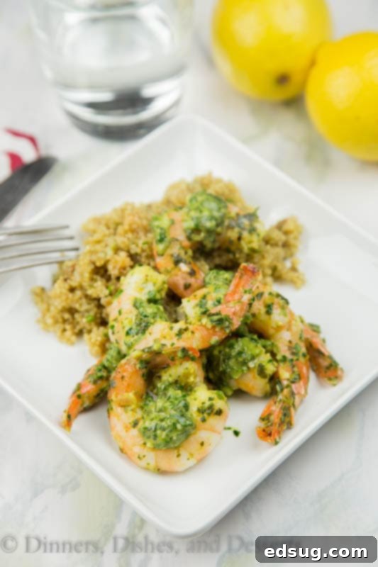 Sizzling Herb Shrimp 4 Perfectly cooked pan seared herb shrimp arranged artistically on a plate