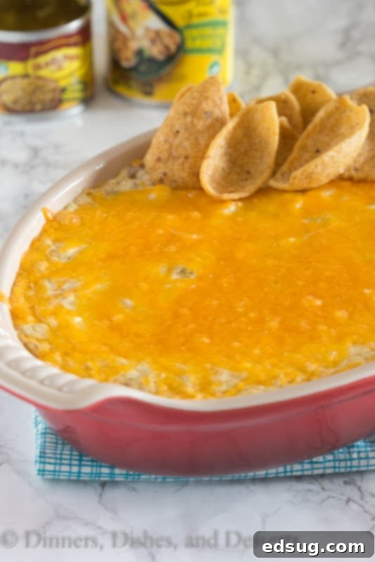 Creamy Green Chile Enchilada Dip 2 green chili enchilada dip in a bowl