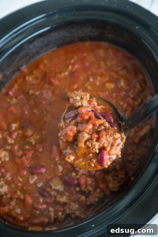 chili simmering in the crock pot
