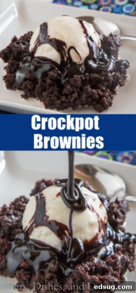 Decadent Crock Pot Hot Fudge Brownies 5 close up crockpot brownies for pinterest