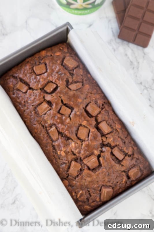 Irresistible Chocolate Chip Oatmeal Banana Bread 5 slice of chocolate oatmeal banana bread on a plate, ready to eat