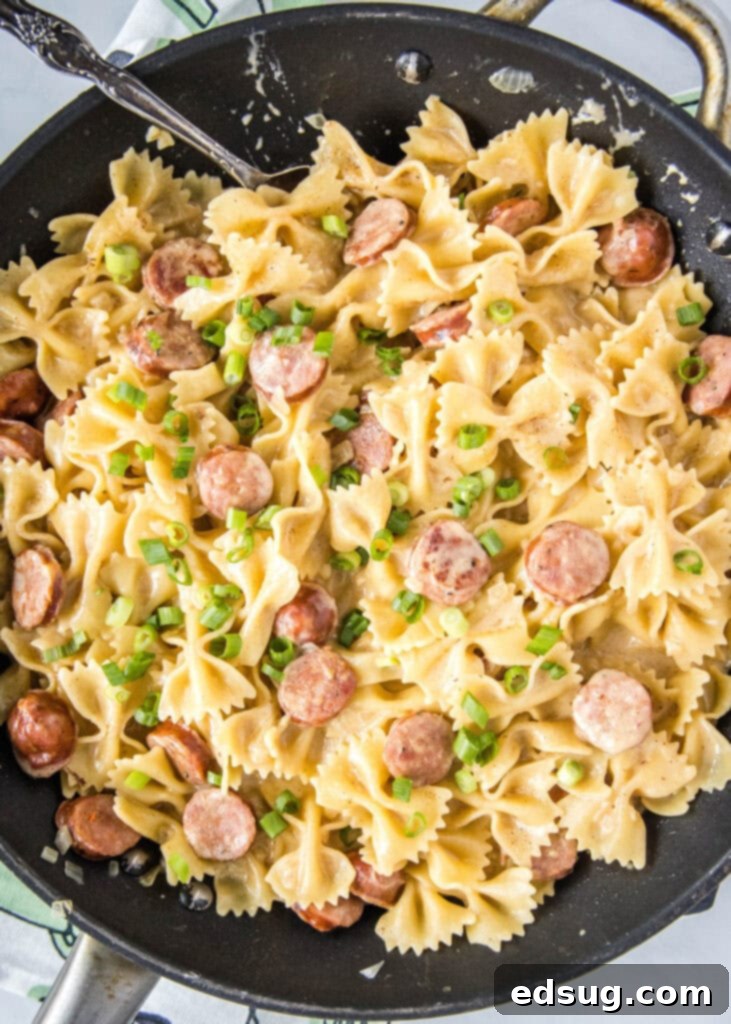 Southern Style Sausage Pasta 2 cajun pasta skillet in a large skillet