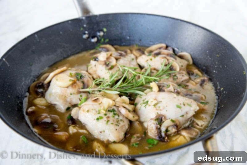 One Pan Garlic Chicken - chicken thighs and garlic come together for a super easy and delicious chicken dinner!