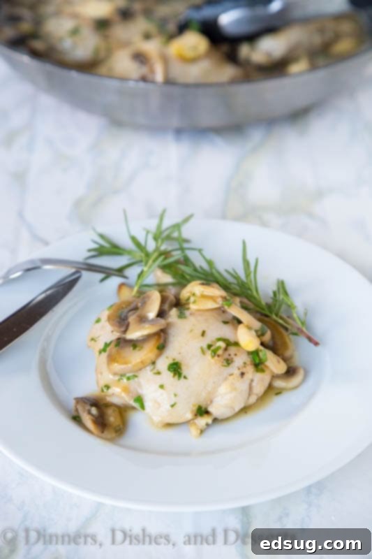 One Pan Garlic Chicken - chicken thighs and garlic come together for a super easy and delicious chicken dinner!