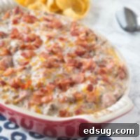 Ultimate Bacon Cheeseburger Dip 5 Bacon Cheeseburger Dip - all the flavor of your favorite bacon cheeseburger in an ooey, gooey, cheesy, dip. Great for game day, entertaining or just because!