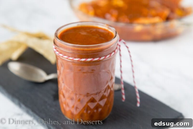 Perfect Homemade Enchilada Sauce 3 A close-up of the smooth, rich texture of homemade enchilada sauce in a white bowl