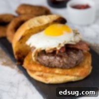 2am Breakfast Burger - the infamous 2am Burger from Rock Bottom Brewery made at home. Topped with hash browns, bacon, and a fried egg. Best burger recipe ever!