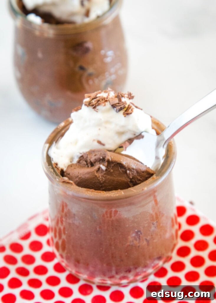 Velvet Chocolate Indulgence 5 A spoonful of creamy avocado chocolate mousse, ready to be enjoyed, highlighting its rich texture.