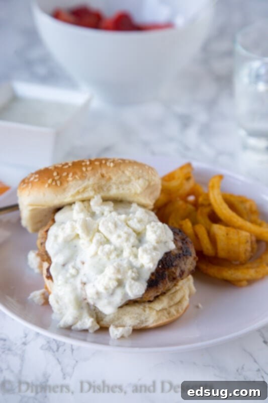 Mediterranean Turkey Burgers 4 Two Greek turkey burgers with tzatziki and feta on buns